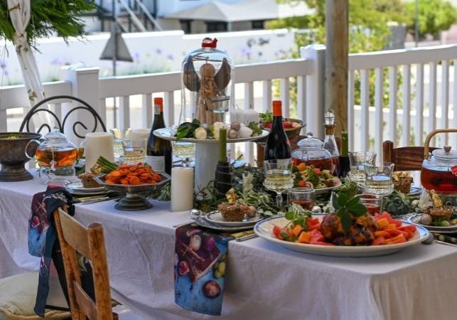 summer christmas feast setup on table