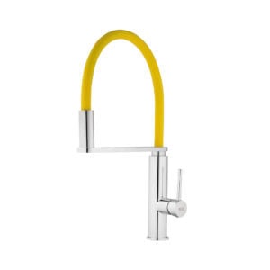 Baterie lebada pentru chiuveta cu gura de silicon, pivotanta, extensibila, galben