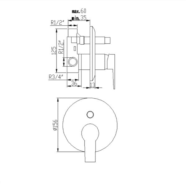 Baterie de dus cu deviator monocomanda crom Ares