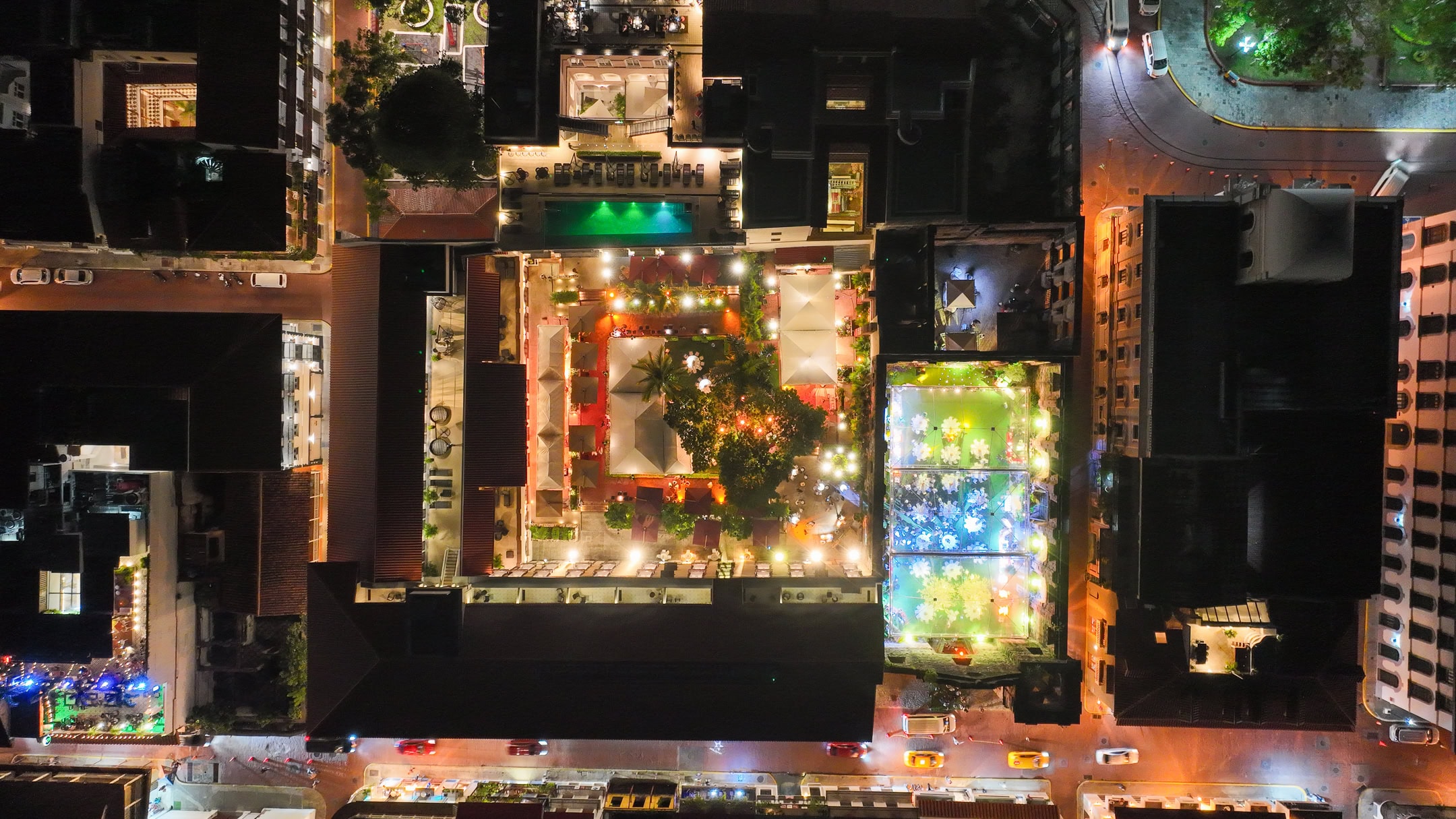 This panoramic aerial image reveals the full drama of Panama’s landscape—linking the Pacific Ocean to global trade. The colorful Biomuseo designed by Frank Gehry anchors the Amador Causeway, while the industrial might of the canal’s locks and ports stretch into the horizon. Few vantage points offer such a perfect blend of natural beauty, architectural brilliance, and world-shaping history.