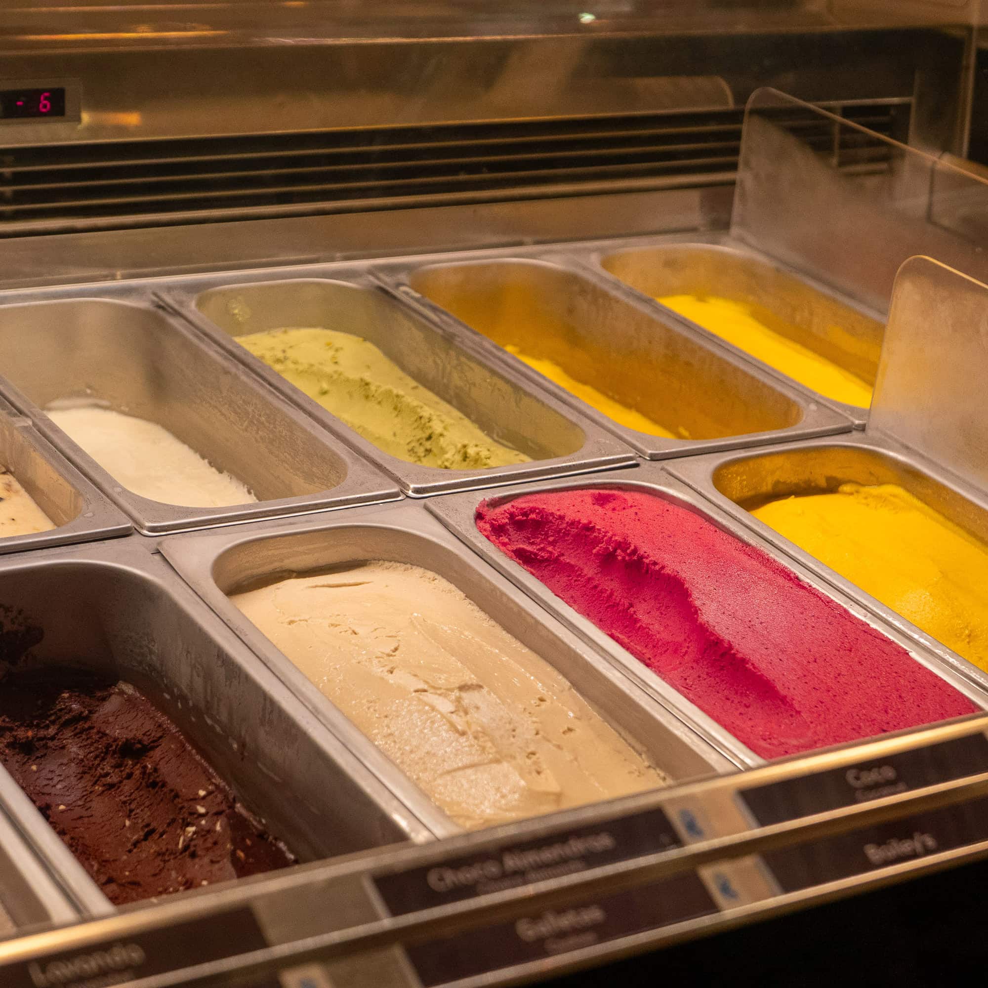 Colorful artisan gelato display in Casco Viejo, Panama