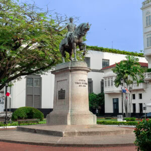 Equestrian statue of General Tomás Herrera in Plaza Herrera, Casco Viejo, Panama