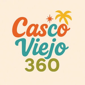 Casco Viejo 360 logo featuring retro typography with tropical icon