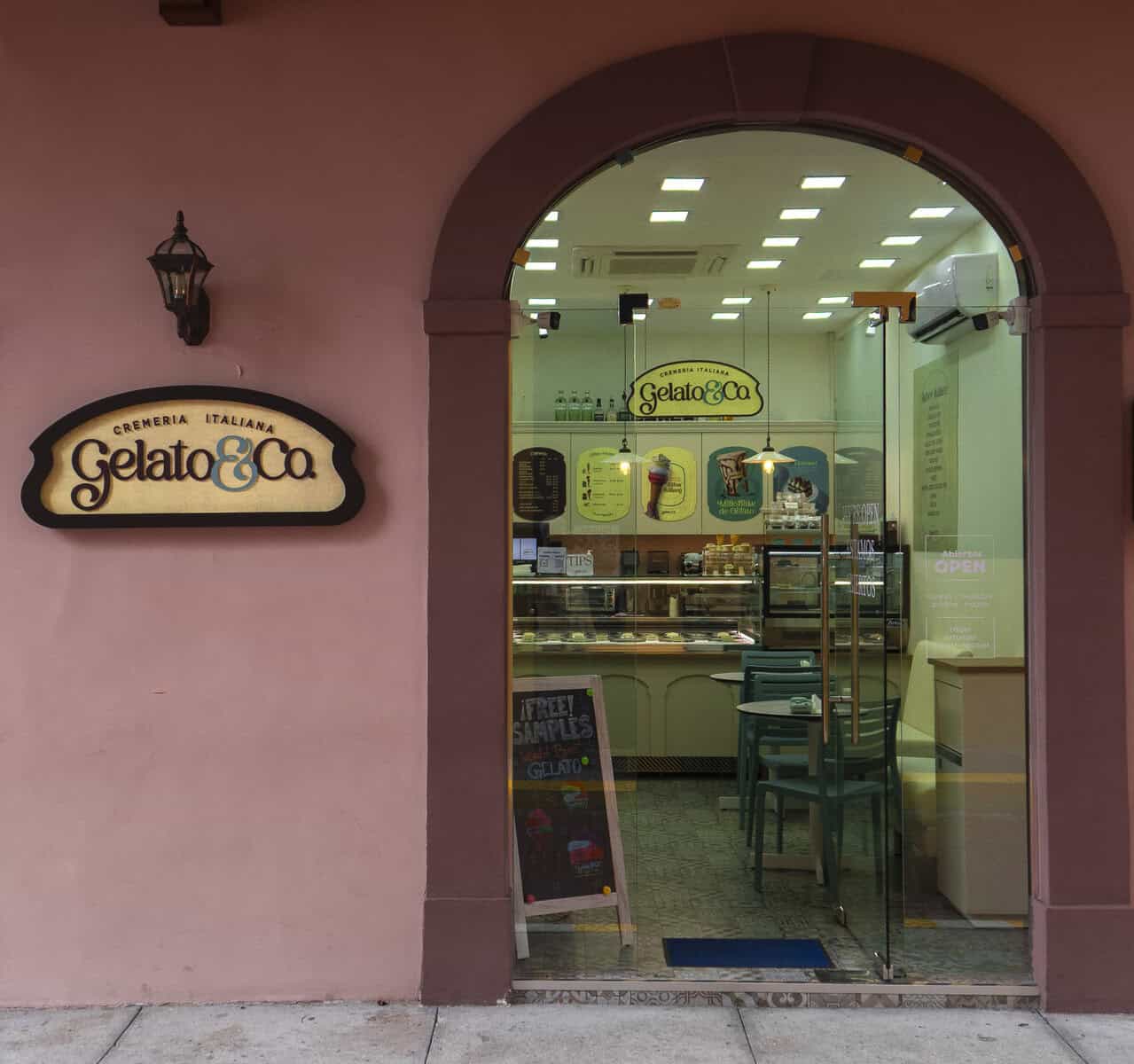 Gelato & Co Italian ice cream shop entrance in Casco Viejo, Panama