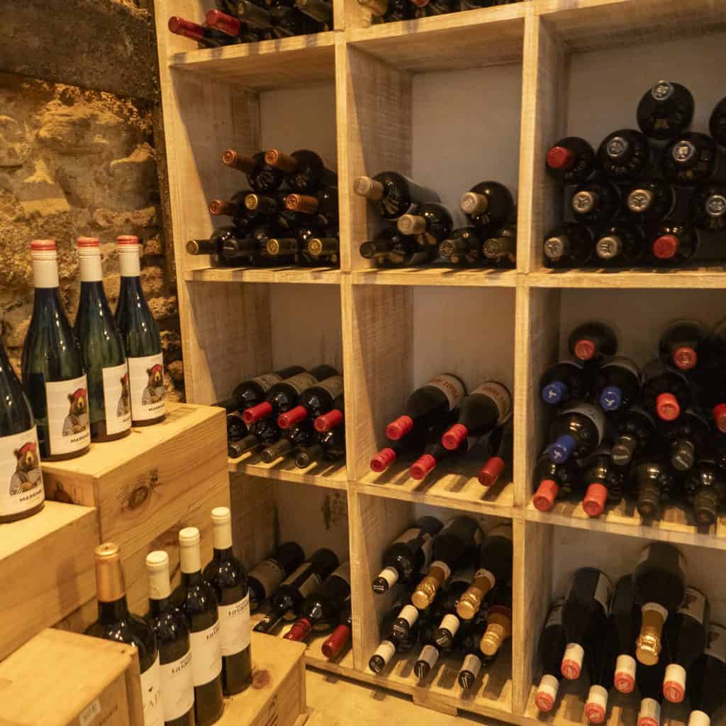 Santa Rita Casco Viejo wine cellar shelves with Spanish and Argentine wines
