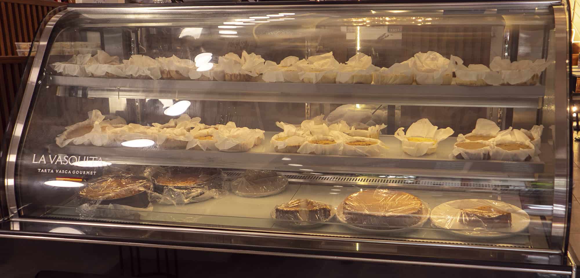 Dessert display case at La Vasquita in Casco Viejo, Panama