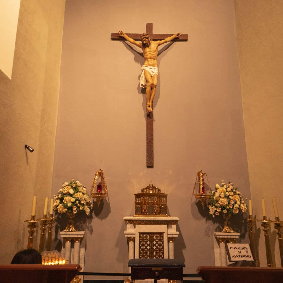 Crucifix above the side altar inside the Metropolitan Cathedral of Panama in Casco Viejo.