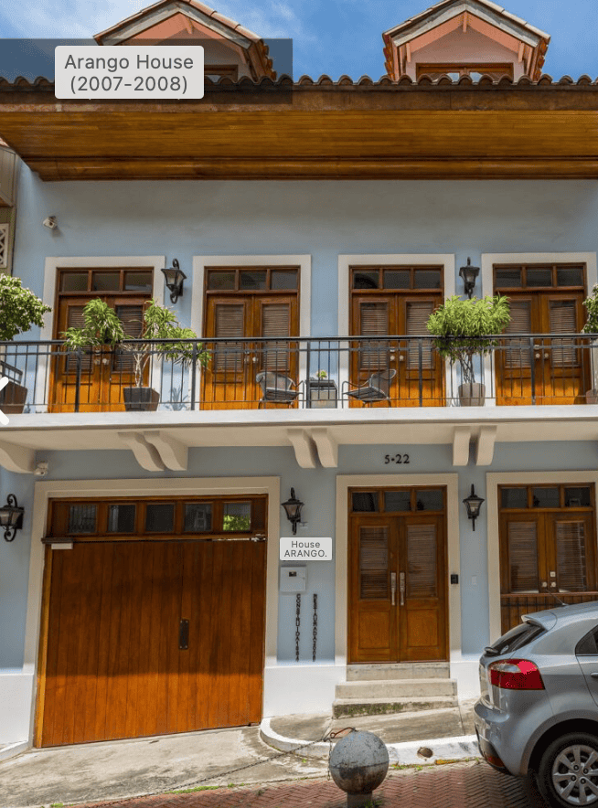 Arango House restored heritage residence in Casco Viejo Panama with original balconies and elegant woodwork renewed during the revitalization of the historic district
