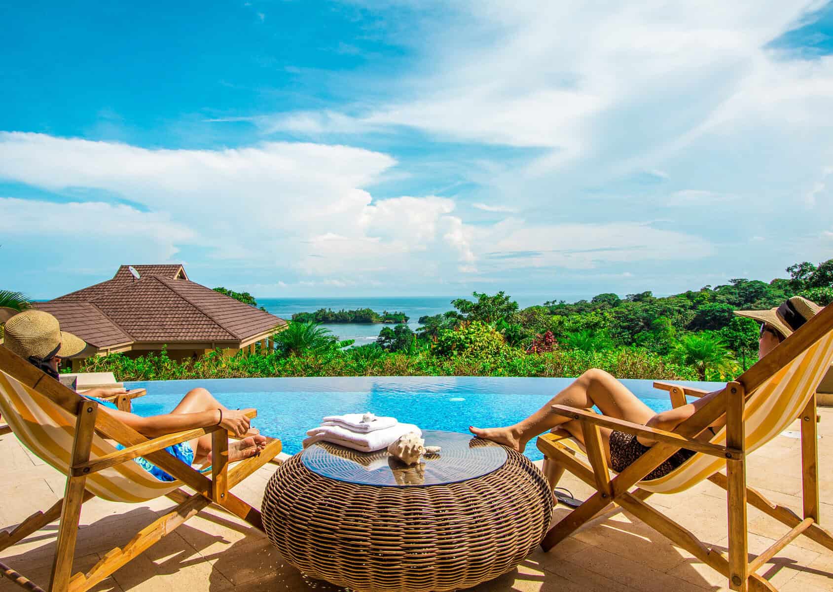 Bocas del Toro Panama infinity pool Bastimentos island jungle and Caribbean view luxury stay