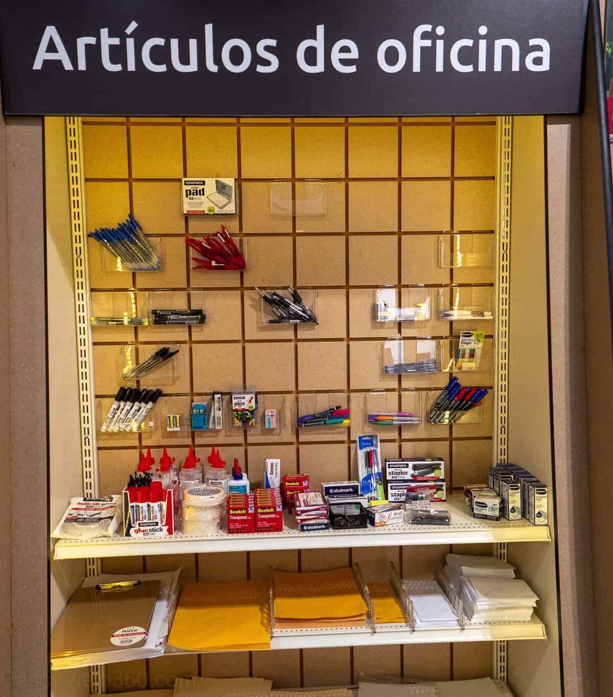 Office supplies display at Mail Boxes Etc. Casco Viejo in Panama City, Panama.