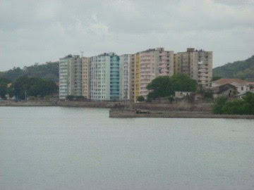 View of the Panama City skyline from the Amador Causeway in 2008, showing the waterfront and early high-rise development.