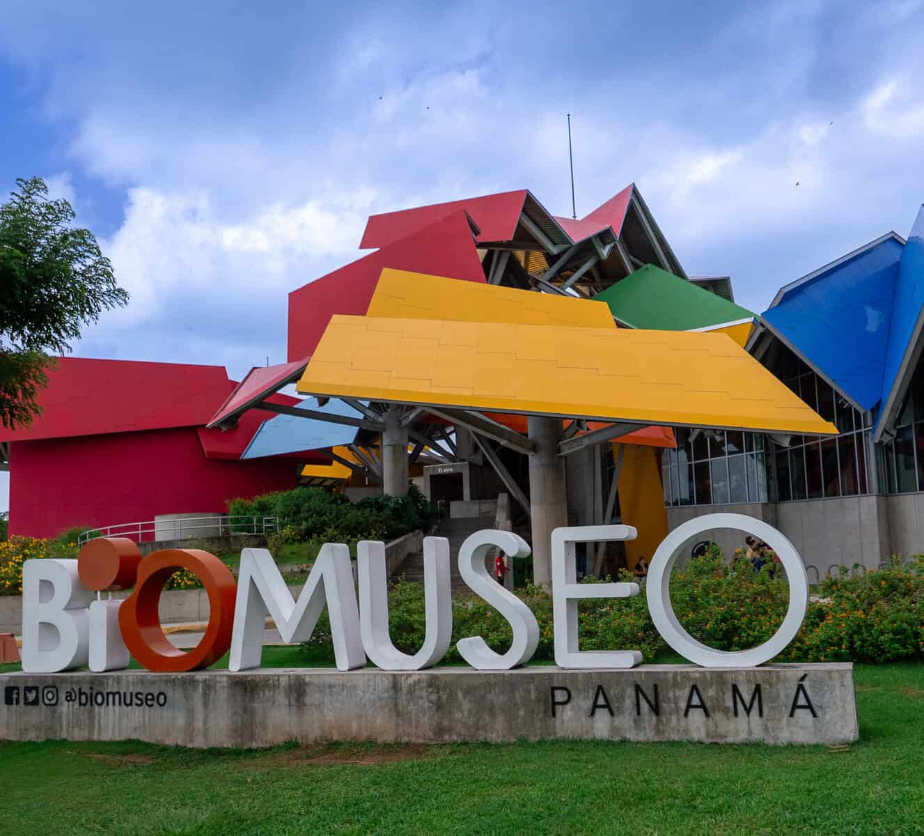 Biomuseo entrance on the Amador Causeway in Panama City, Panama.