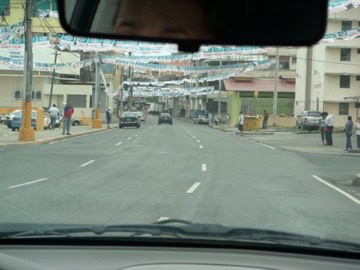 Street scene driving through El Chorrillo, Panama City, in 2008, showing one of the neighborhoods rebuilding after the 1989 U.S. invasion.