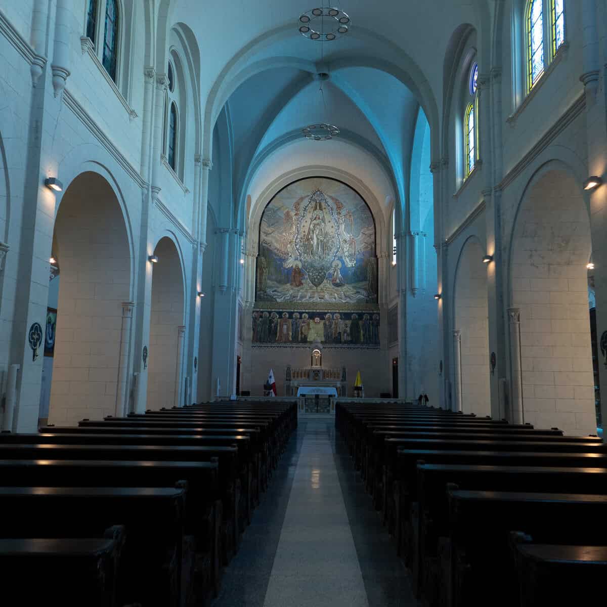 Interior nave of San Francisco Church (Iglesia San Francisco de Asís) in Casco Viejo, Panama City.