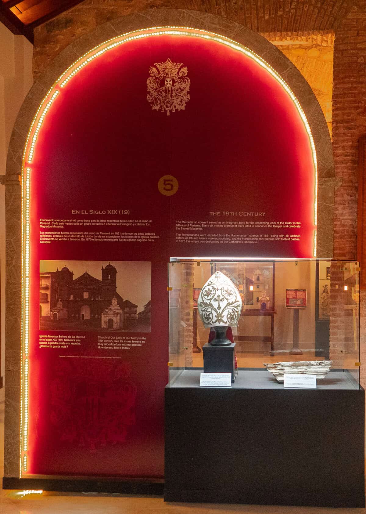 19th-century interpretive exhibit and liturgical artifacts in the Museum of La Merced, Casco Viejo, Panama City.