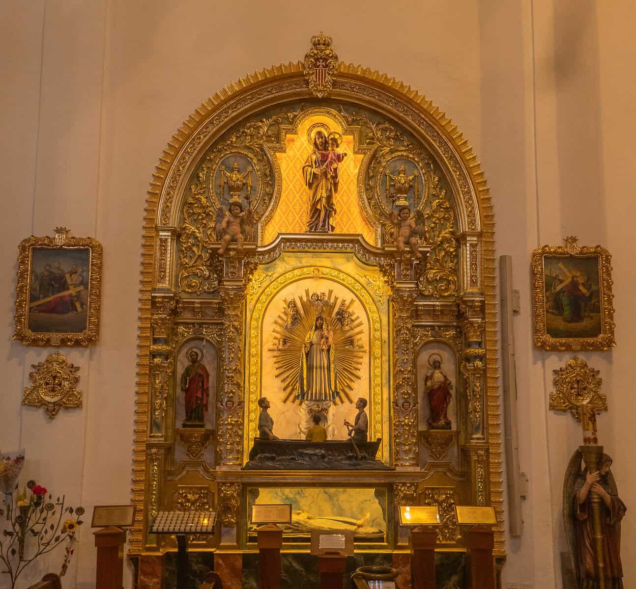 Historic gilded side altar inside La Merced Church in Casco Viejo, Panama City.