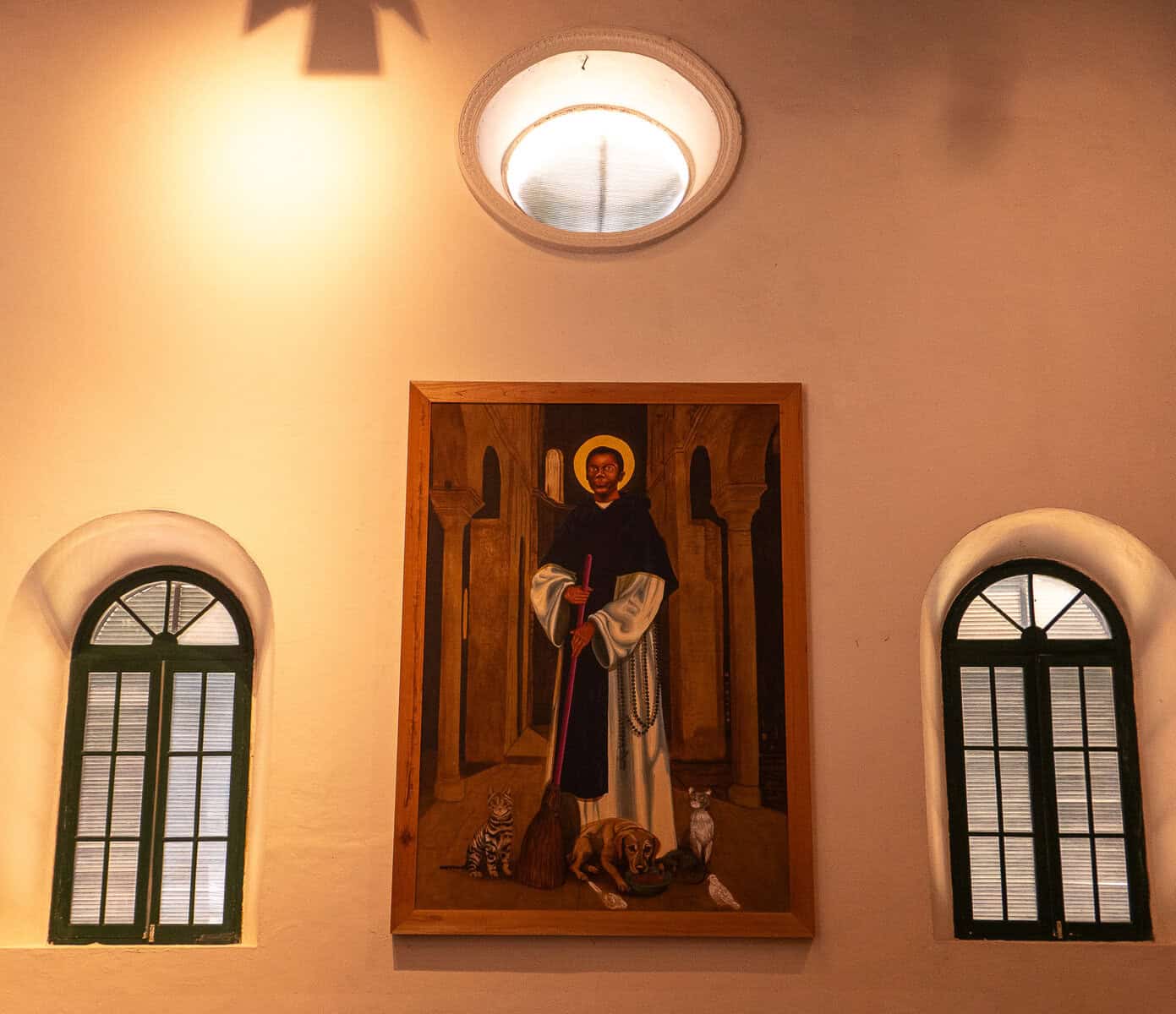 Painting of Saint Dominic inside Iglesia Santo Domingo de Guzmán in Casco Viejo, Panama City.