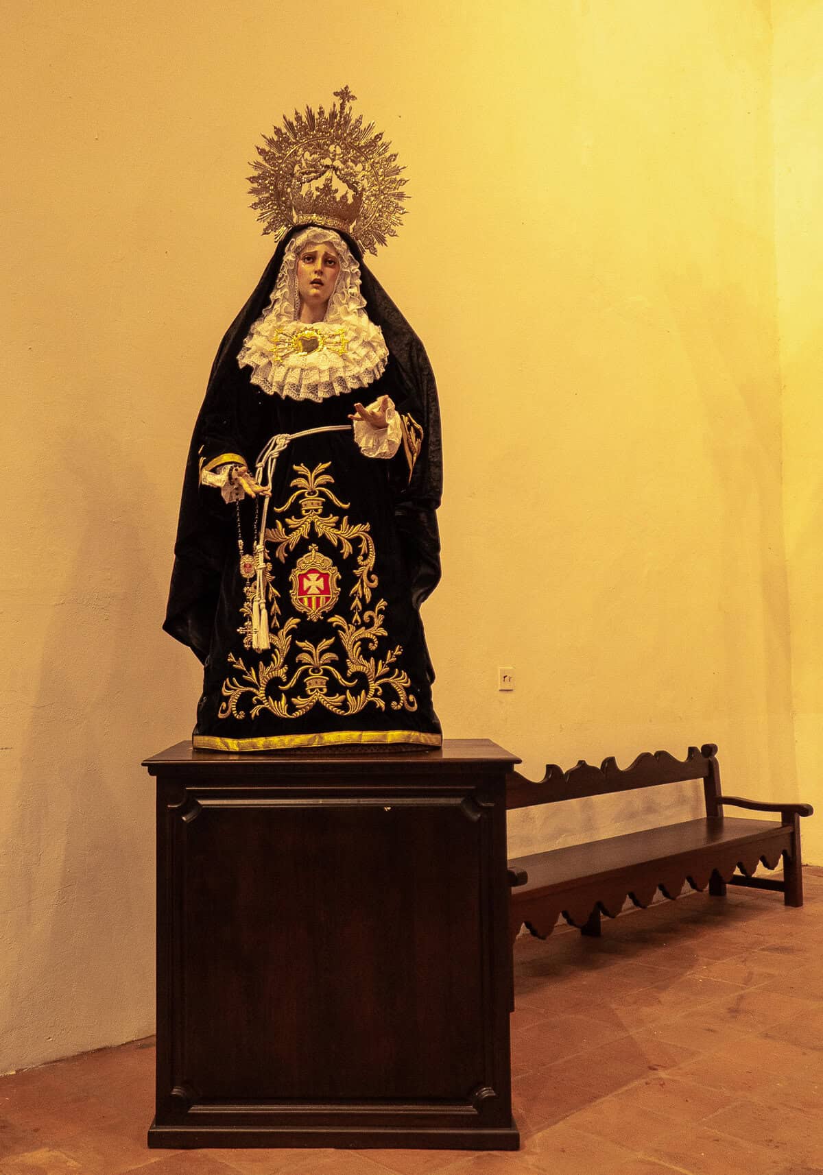 Statue of the Virgin Mary inside Iglesia Santo Domingo de Guzmán in Casco Viejo, Panama City.