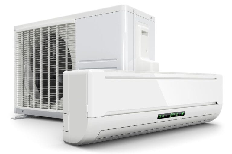 Split-type air conditioner showing indoor and outdoor units for modern cooling systems.