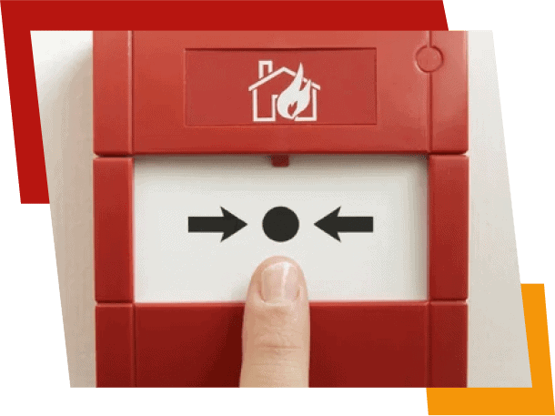Finger pressing fire alarm button