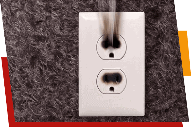 Smoky electrical outlet on carpeted wall