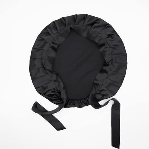 Jedwabny Turban Na Głowę Wiązany Tasiemką Czarny + 2 Gumki GRATIS