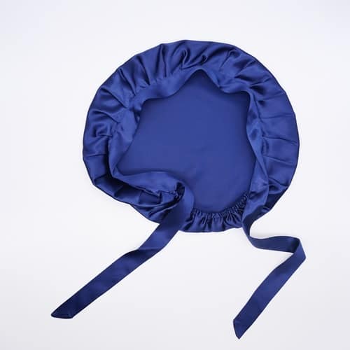 Jedwabny Turban Na Głowę Wiązany Tasiemką Granatowy + 2 Gumki GRATIS