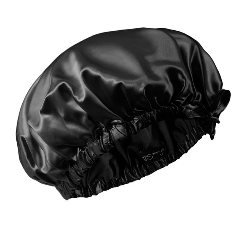 Jedwabny Turban Na Głowę Wiązany z Gumką Czarny + 2 Gumki GRATIS