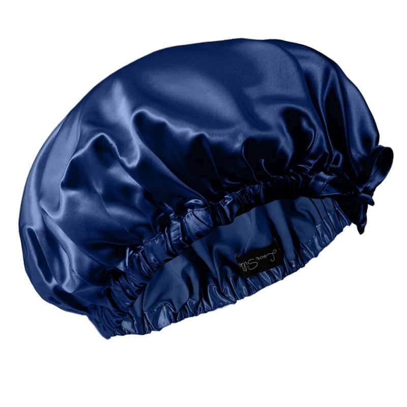 Jedwabny Turban Na Głowę Wiązany z Gumką Granatowy + 2 Gumki GRATIS