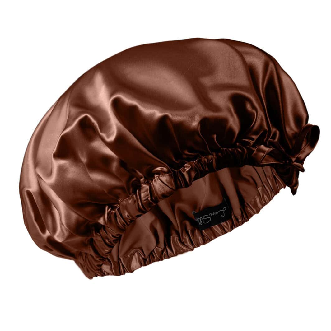 Jedwabny Turban Na Głowę Wiązany z Gumką Brązowy + 2 Gumki GRATIS