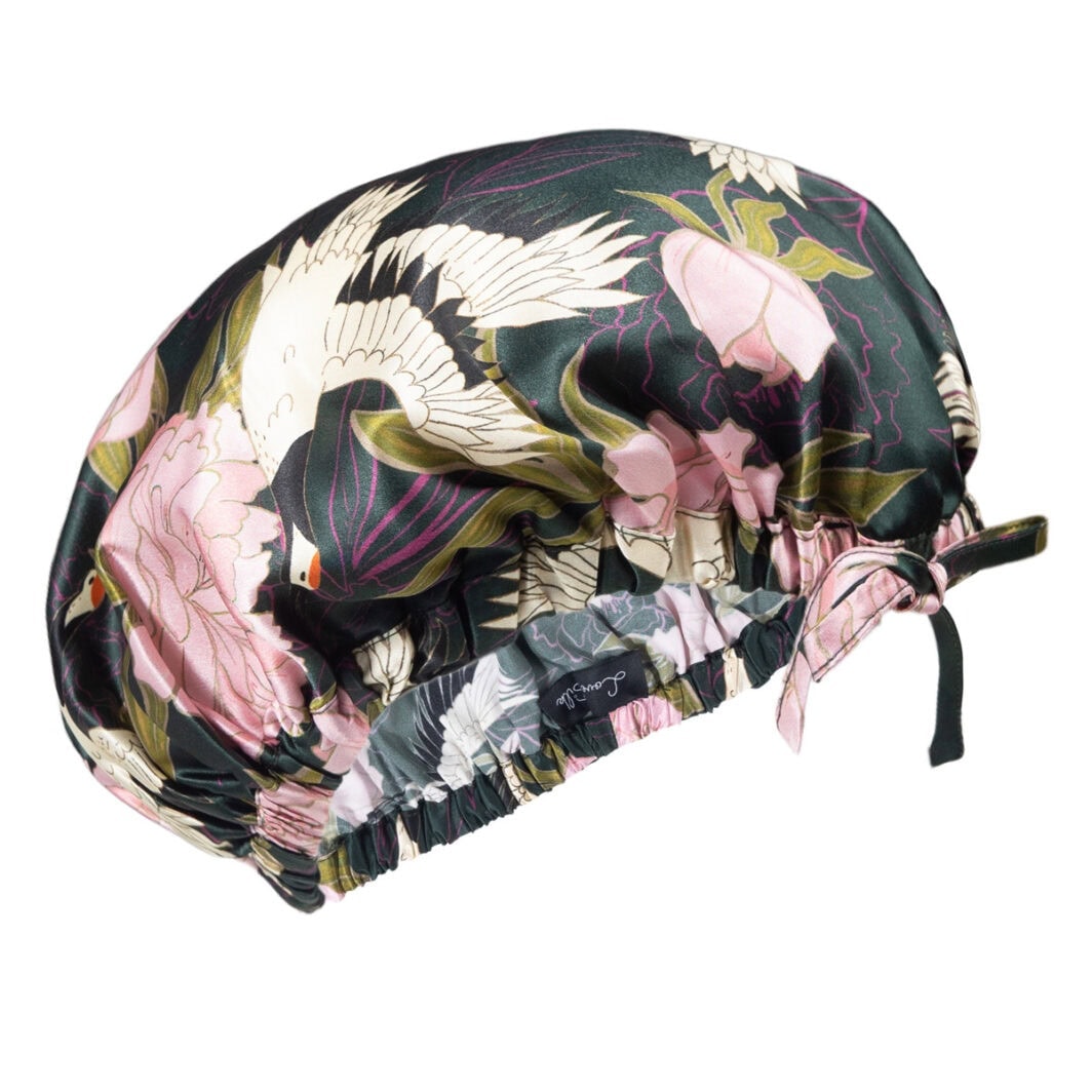 Jedwabny Turban Na Głowę Wiązany z Gumką z Motywem Natury + 2 Gumki GRATIS