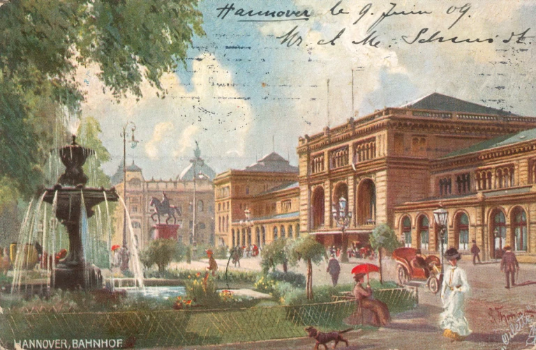 Das Ernst-August-Denkmal vor dem Hauptbahnhof Hannover, 1880er Jahre