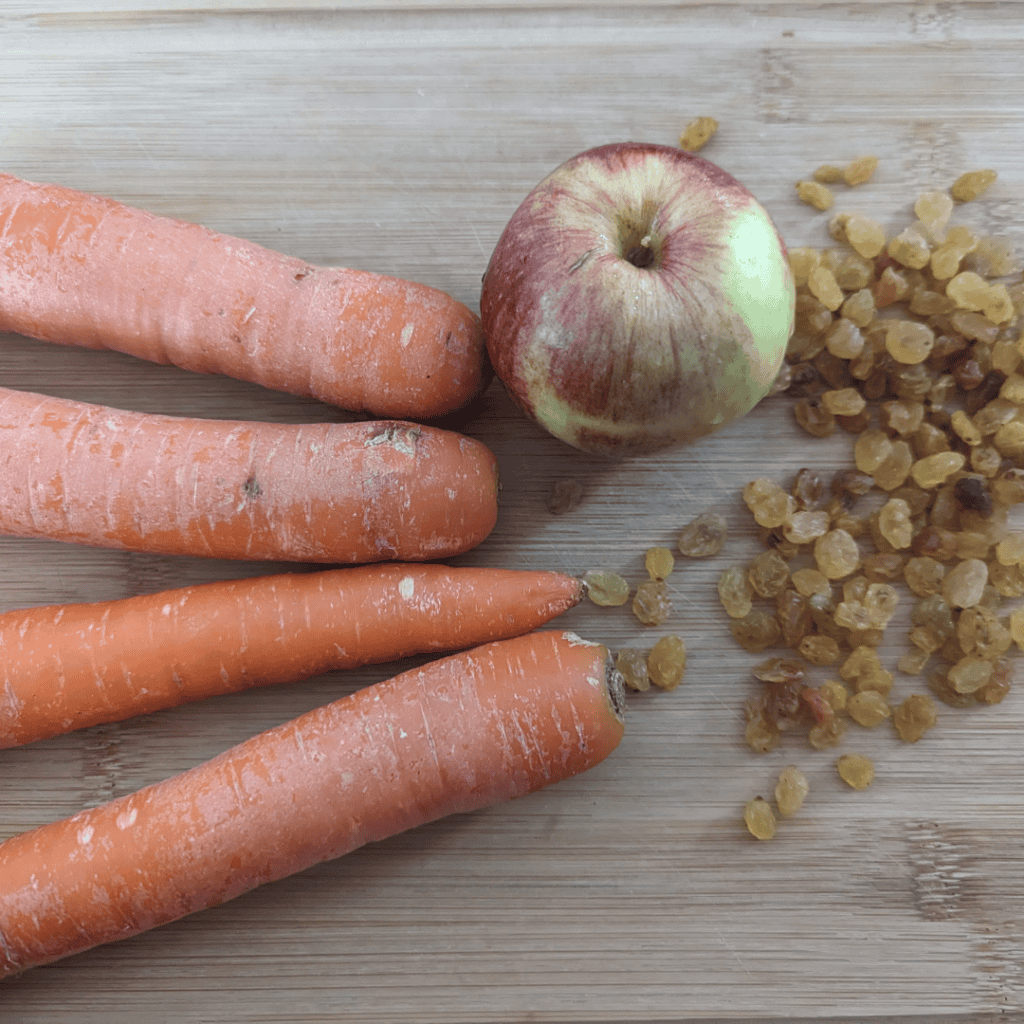 carrots golden raisins apple