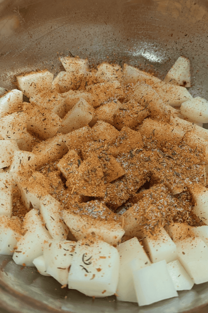 cajun spice on diced potato