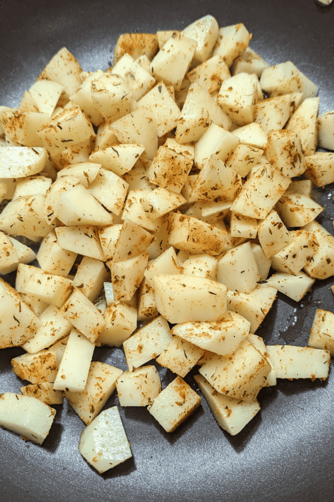 diced potato tossed with cajun seasoning