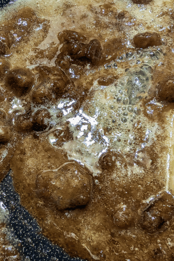 heating the brown sugar and butter