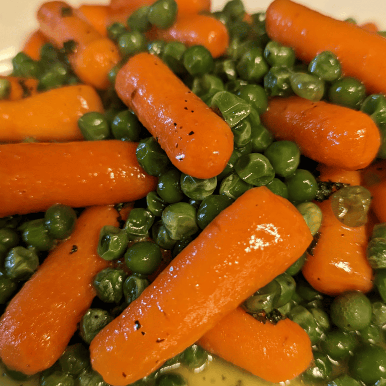 mint sugar glazed carrot pea