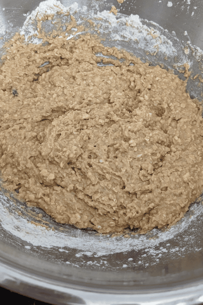 oatmeal banana coffee cake batter mixed