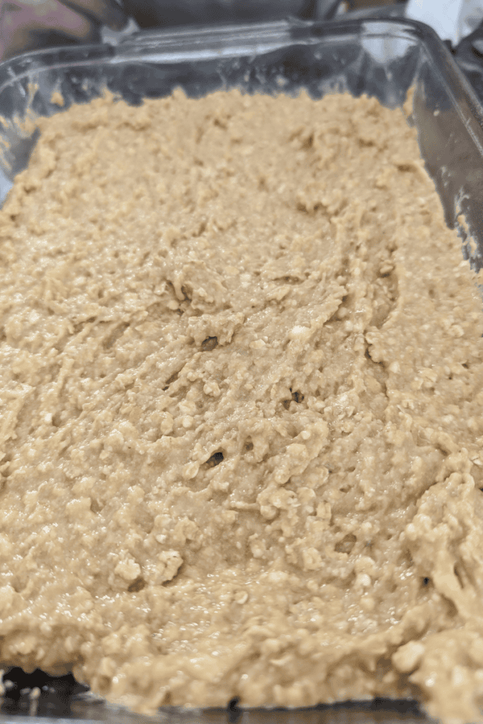 banana maple sugar coffee cake in pan