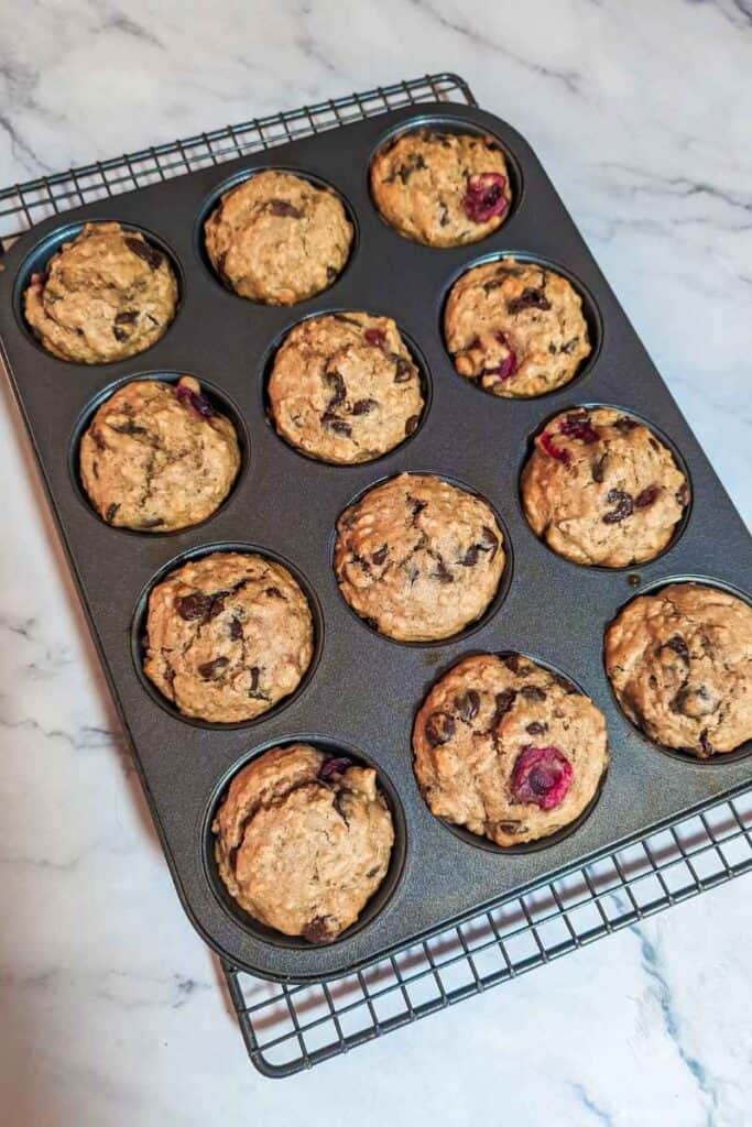 the baked chocolate cherry oatmeal muffins