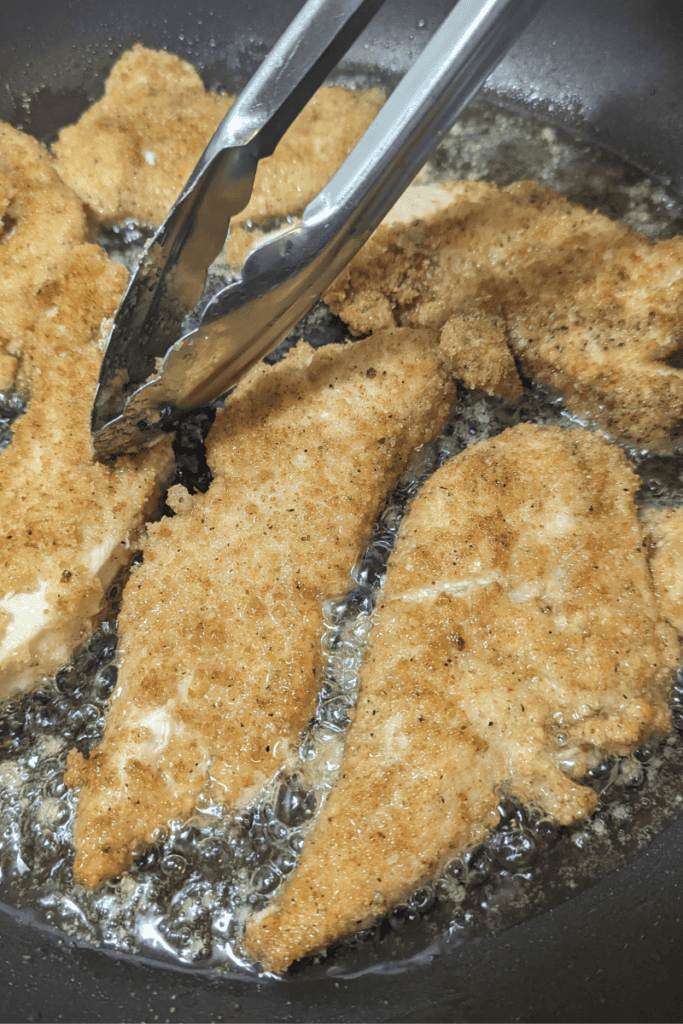 flip cooking chicken breast after four minutes pan-fried chicken tenders