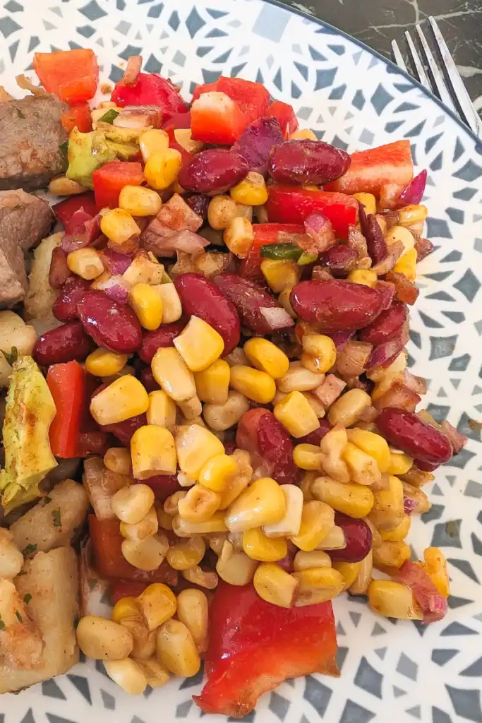 serving corn salad for dinner