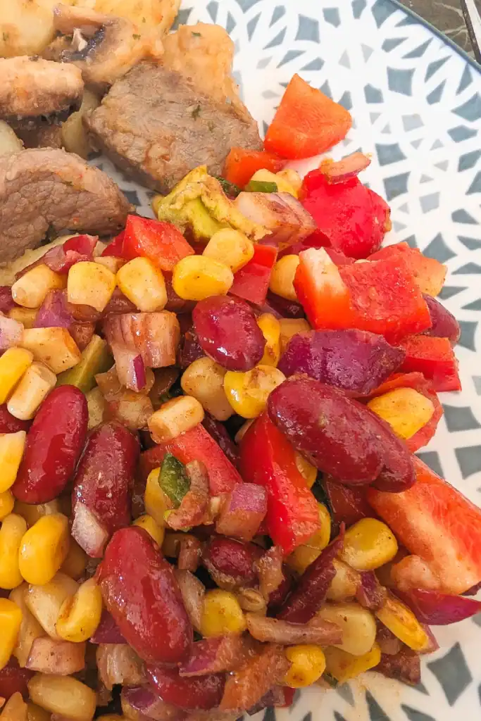 spicy corn salad on plate