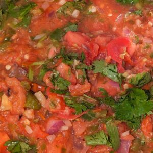 SPICY oven ROASTED TOMATO SALSA with cilantro