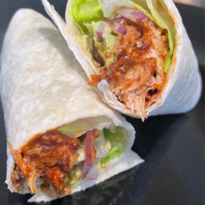 crockpot bbq chicken wraps