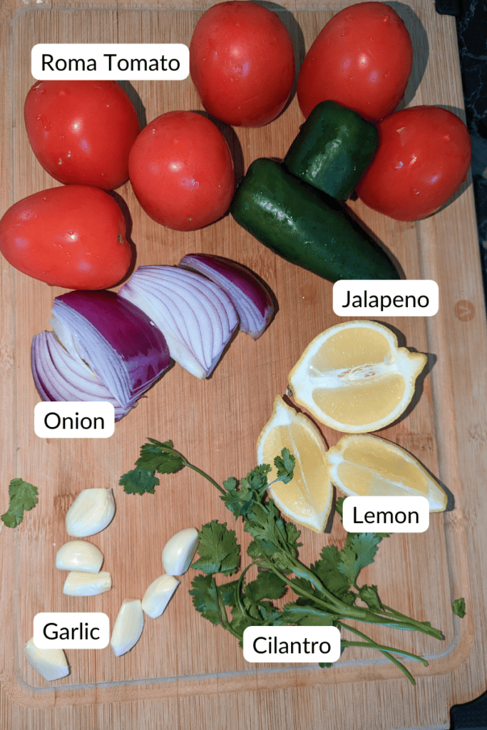 ingredients for roasted tomato salsa
