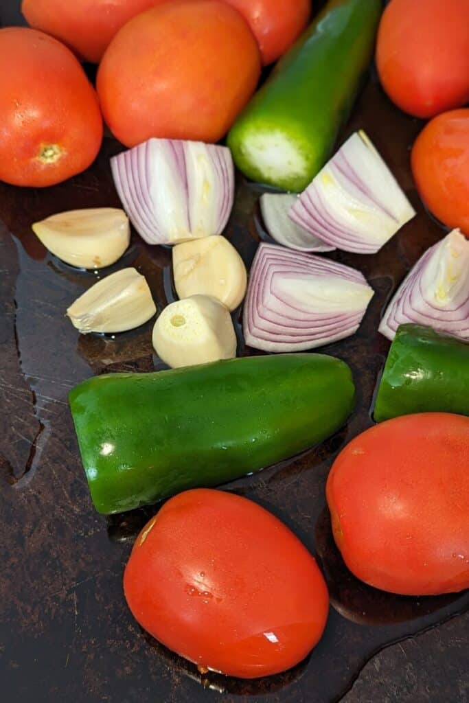 vegetables on baking tray