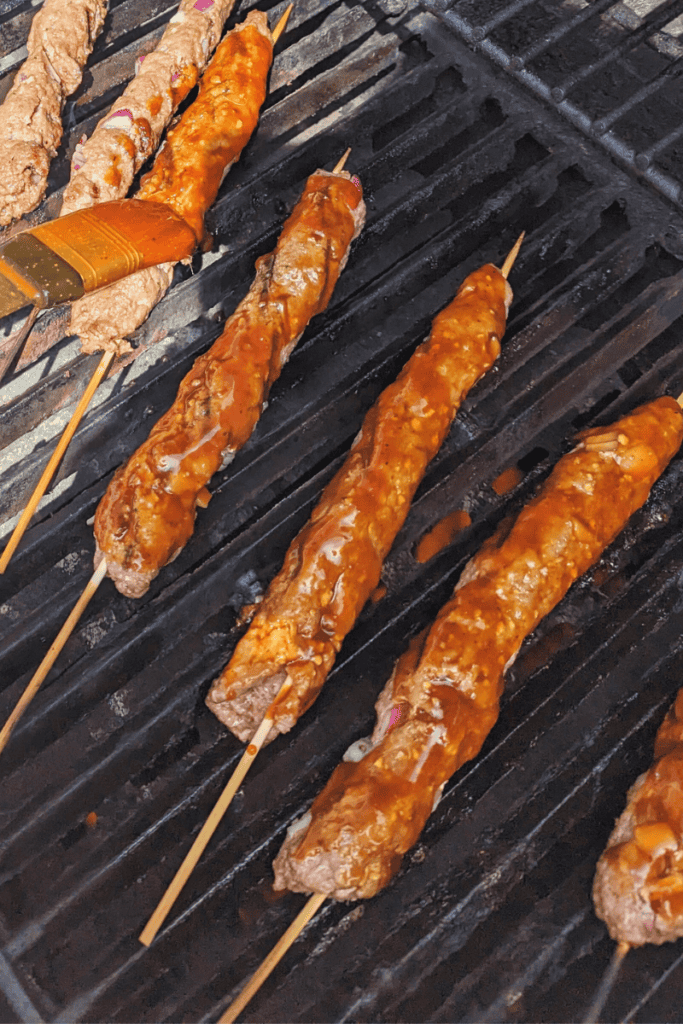 bbq hamburg skewer on grill