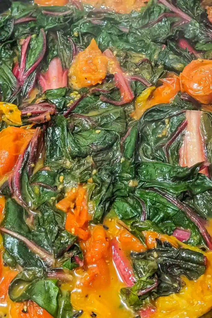 adding swiss chard to egg dish