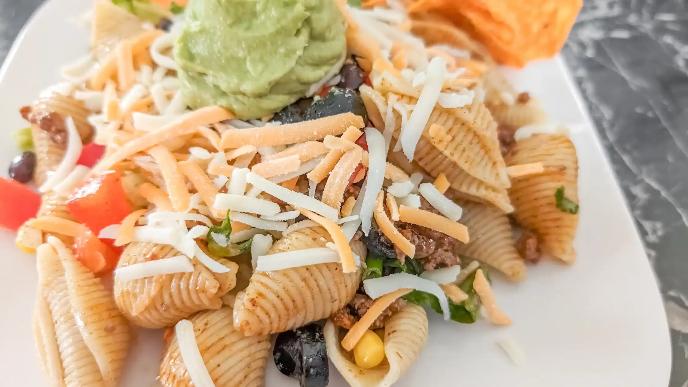 large article image of hot taco pasta salad